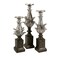 CC Home Furnishings Set of 3 Dramatic Silver Lotus Flower Candlestick Holders